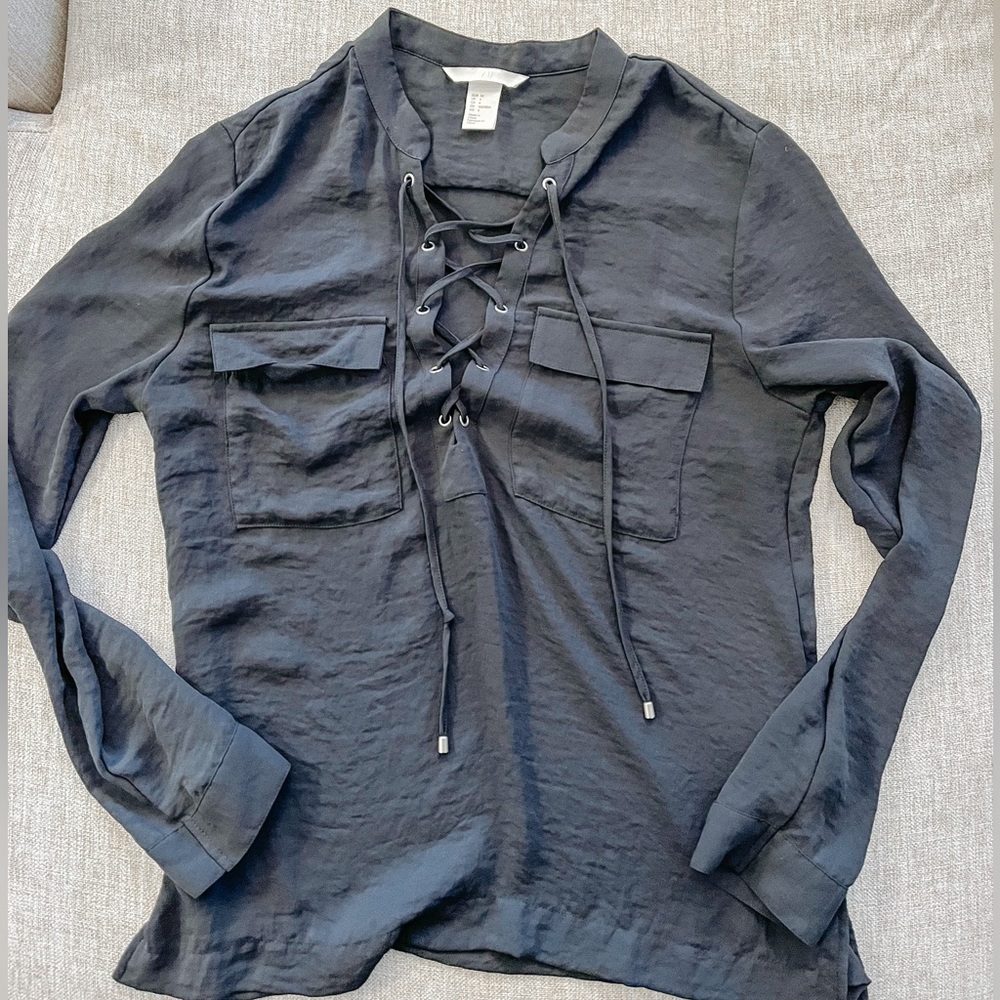 Blue H&M Long Sleeve Womens Blouse